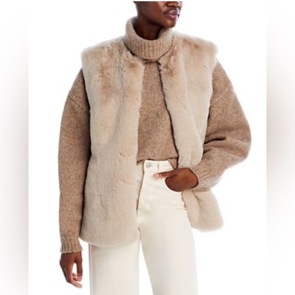 Calypso St. Barts Women's Tan Faux Fur Vest - Picture 2 of 2